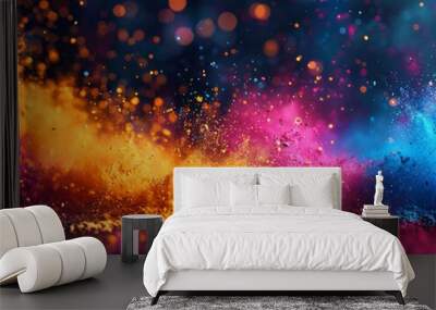 banner background of Navratri Day, [A vibrant celebration of colors with splashes of natural pigments, capturing the essence of a color-filled Navratri celebration, showcasing joy and creativity] Wall mural